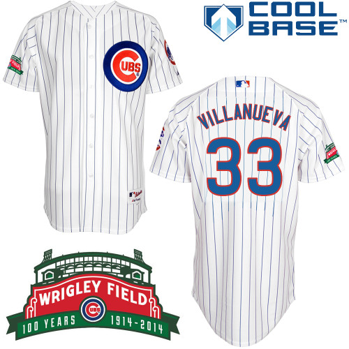 Carlos Villanueva #33 mlb Jersey-Chicago Cubs Women's Authentic Wrigley Field 100th Anniversary White Baseball Jersey